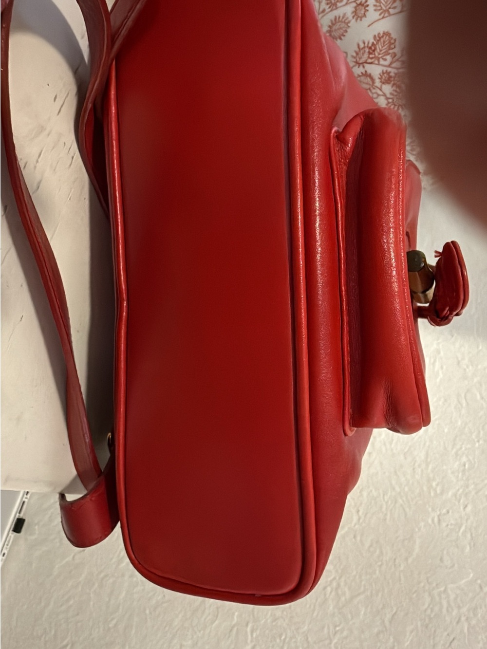 Vintage GUCCI red leather backpack with bamboo handle - Picture 12 of 12